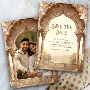 Blumengarten Indischer Palast Bogen Hochzeitsfoto Save The Date