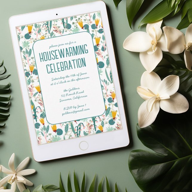 Blumengarten Individuelles PARTY Einladung (Custom garden party housewarming invitation with floral pattern. Customize with your own text)