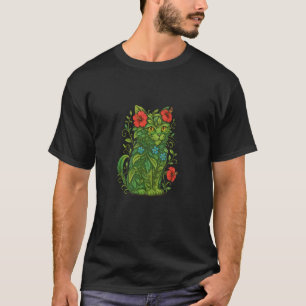 Blumengarten Katze Süße Katze Üppig Grün Floral Na T-Shirt