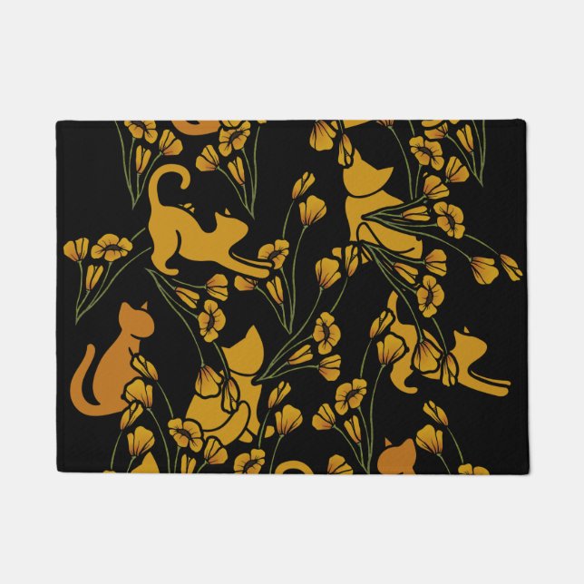 Blumengarten Katzen Orange Tabby Cat Fußmatte (Vorderseite)