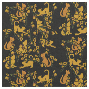 Blumengarten Katzen Orange Tabby Cat Stoff