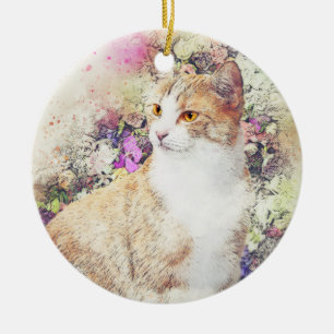 Blumengarten Kitty ABSTRAKT Wasserfarbe Keramikornament