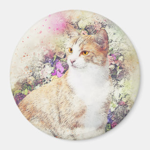 Blumengarten Kitty ABSTRAKT Wasserfarbe Magnet