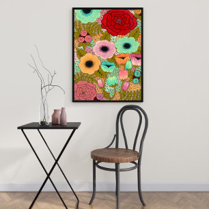 Blumengarten-Malerei Poster Kunst Druck