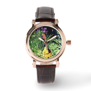 Blumengarten Mandolin und Iris Armbanduhr