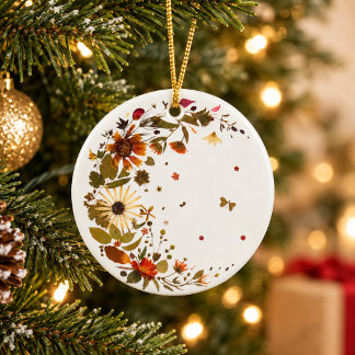 Blumengarten-Mond-Pressed-Flower-Feiertag Keramik Ornament