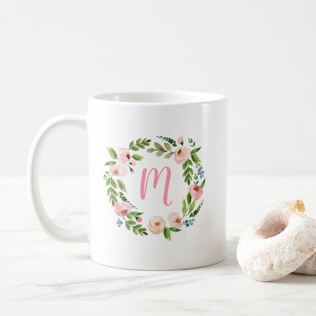 Blumengarten Monogram Coffee Tasse Gift (Mit Donut)