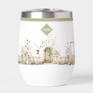 Blumengarten-Monogramm-Wasserflasche