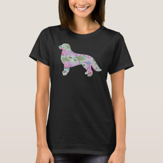 Blumengarten-Muster-golden retriever T-Shirt