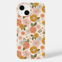 Blumengarten-Muster in Rosa und Orange