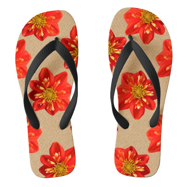 Blumengarten Orange Dahlia Blume Flip Flops (Fußbett)