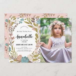 Blumengarten Party Weißes Foto Einladung