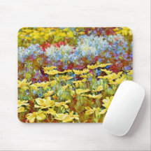 Blumengarten Rows Yellow Blue Art Mouse Pad