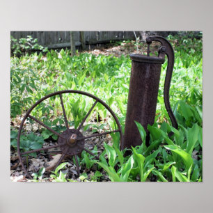 Blumengarten Rusty Wheel and Pump Poster
