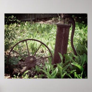 Blumengarten Rusty Wheel and Pump Poster
