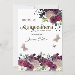 Blumengarten Schmetterling Quinceñera grün Einladung
