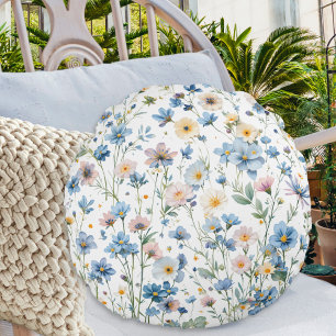 Blumengarten Soft Pastell Botanischer Dekor Rundes Kissen