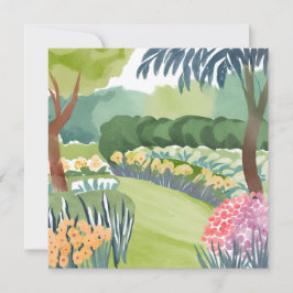 Blumengarten Spaziergang | Florale Natur Aquarell Karte