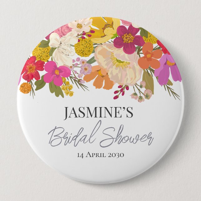 Blumengarten Summer Brautparty Button (Vorderseite)