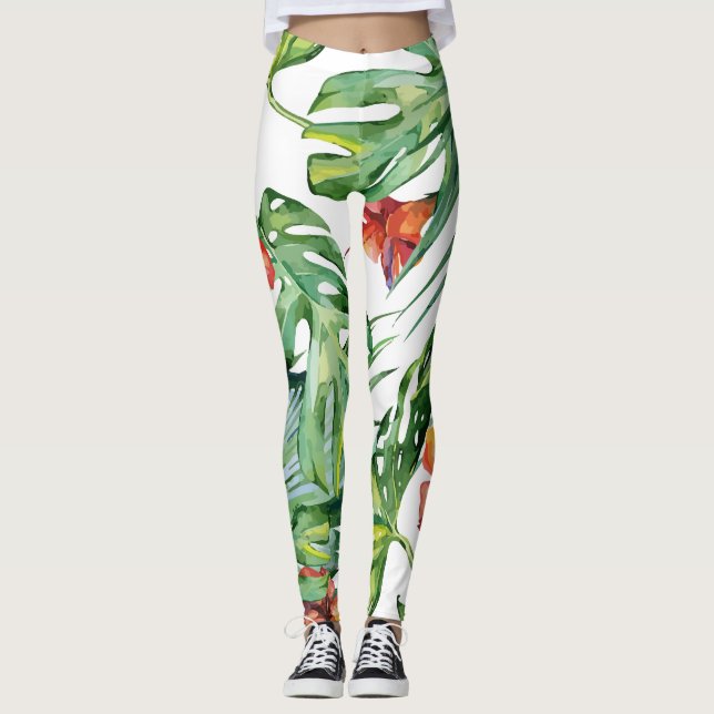 Blumengarten Tropisch Leggings (Vorderseite)