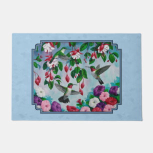 Blumengarten und Hummingbirds Blue Fußmatte