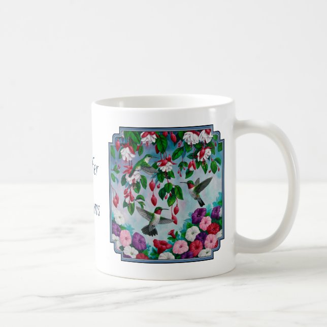 Blumengarten und Hummingbirds Blue Kaffeetasse (Rechts)