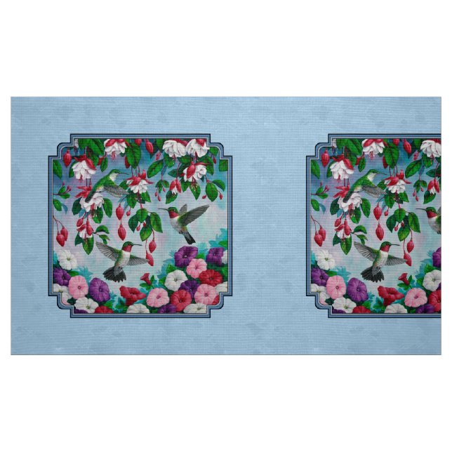 Blumengarten und Hummingbirds Blue Stoff (Fat Quarter (45,7 x 55,9 cm))