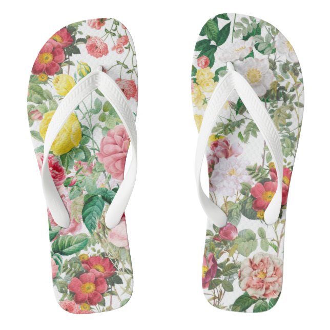 Blumengarten Vintager Frühlingsgarten Rose Flip Flops (Fußbett)