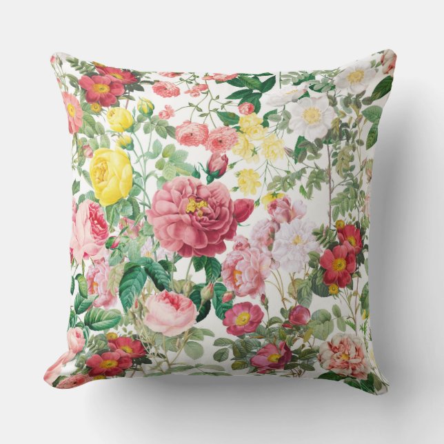 Blumengarten Vintager Frühlingsgarten Rose Kissen (Vorderseite)