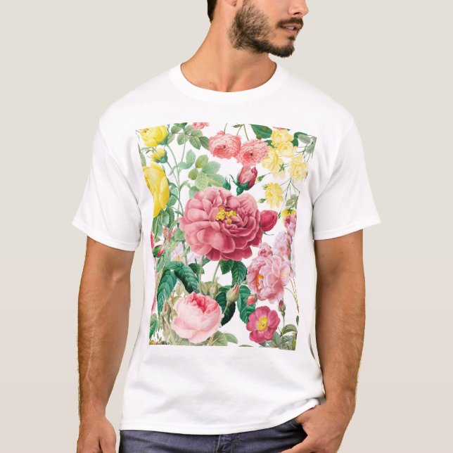 Blumengarten Vintager Frühlingsgarten Rose T-Shirt (Vorderseite)