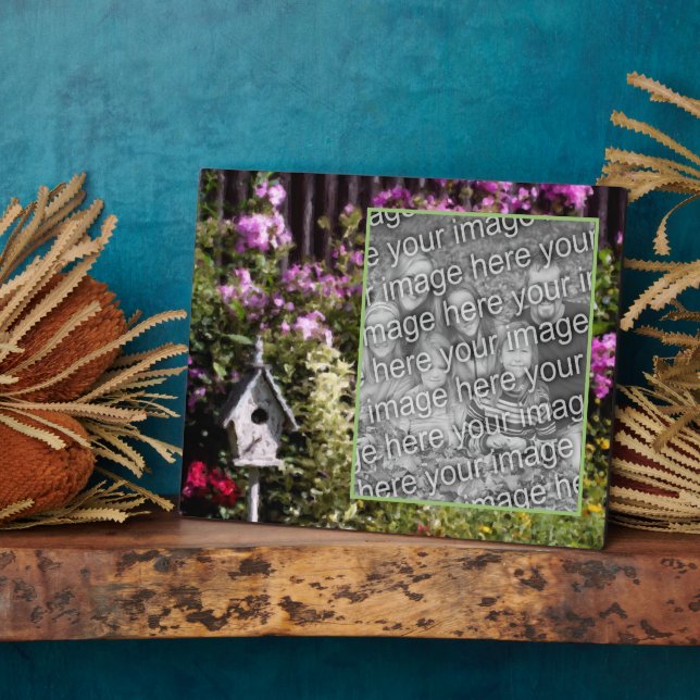 Blumengarten Vogelhaus Gemälde hinzufügen Ihr Foto Fotoplatte (Seite)