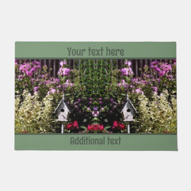 Blumengarten Vogelhaus Malerei Personalisiert Fußmatte (Vorderseite)