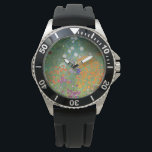 Blumengarten (von Gustav Klimt) Armbanduhr<br><div class="desc">Dieses Design zeigt ein Gemälde des österreichischen Künstlers Gustav Klimt (1862-1918). Es ist eine Darstellung eines wunderschönen Blumengartens im typisch impressionistischen Stil Klimts. Die Blume sehen fast so aus, als wären sie überfüllt, und es ist unmöglich, sich von ihrer Schönheit nicht zu überwältigen. Die ursprüngliche Arbeit wurde 1907 abgeschlossen und...</div>