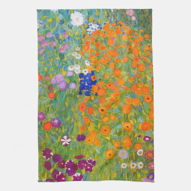 Blumengarten von Gustav Klimt Geschirrtuch (Vertikal)
