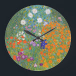 Blumengarten von Gustav Klimt Große Wanduhr<br><div class="desc">Schönes farbenfrohes Gemälde eines Blumengartens von Gustav Klimt. Phantastische Farbvarianten und wunderschöne Blume passen auf viele wunderbare Produkte und Geschenkideen.</div>