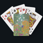 Blumengarten (von Gustav Klimt) Spielkarten<br><div class="desc">Dieses Design zeigt ein Gemälde des österreichischen Künstlers Gustav Klimt (1862-1918). Es ist eine Darstellung eines wunderschönen Blumengartens im typisch impressionistischen Stil Klimts. Die Blume sehen fast so aus, als wären sie überfüllt, und es ist unmöglich, sich von ihrer Schönheit nicht zu überwältigen. Die ursprüngliche Arbeit wurde 1907 abgeschlossen und...</div>