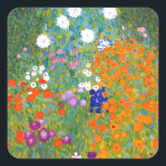 Blumengarten von Gustav Klimt Vintag Quadratischer Aufkleber<br><div class="desc">Bauerngarten / Blumengarten / Hütte Garten Vintage Kunst 1905 von dem österreichischen Symbolik & Jugendstil-Künstler Gustav Klimt (1862-1918)</div>