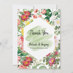 Blumengarten, Wasserfarbe & geometrische Hochzeit Dankeskarte