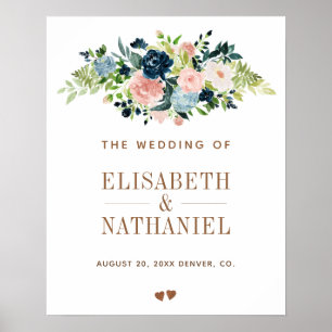 Blumengarten Wasserfarbe Hochzeitszeichen Poster