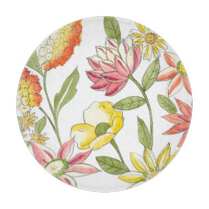 Blumengartendesign mit weißem Hintergrund Schneidebrett