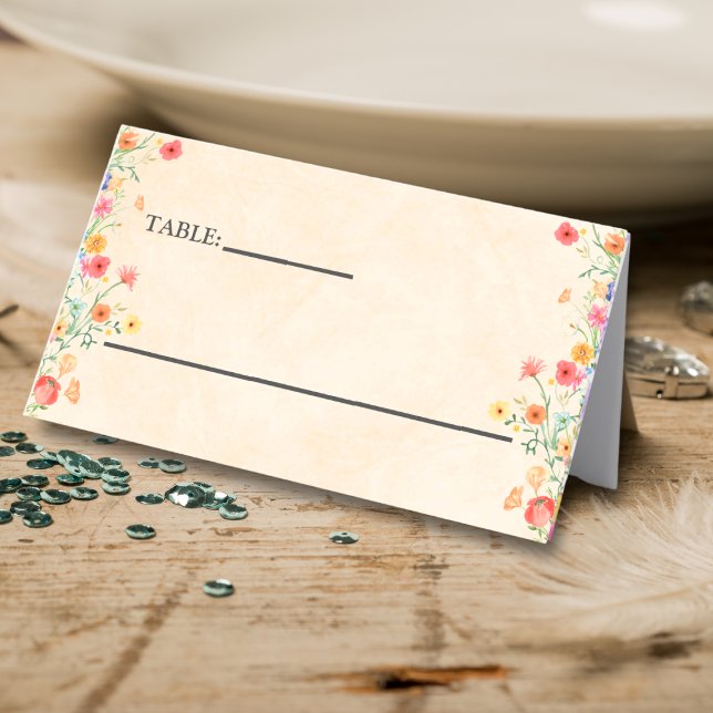 Blumengebäck 50. Geburtstag 50 Jahre Aquarell-Blum Platzkarte (Von Creator hochgeladen)