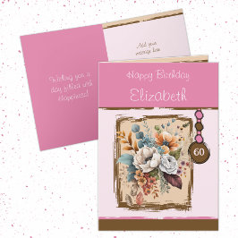 Blumengebäck 60. Geburtstag individuelle Name brau Karte