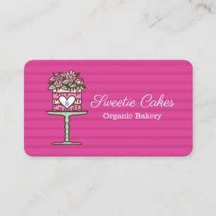 Blumengebäck Kuchen & Ständer Logo Rosa Visitenkarte