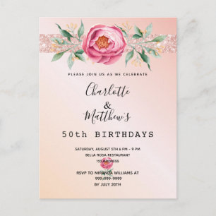 Blumengebirge Rose Gold Glitzer zwei Personen Postkarte