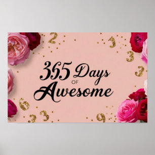 Blumengeburtstag Countdown rosa Poster