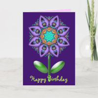 Blumengeburtstagskarte mit Fantasie-Blume
