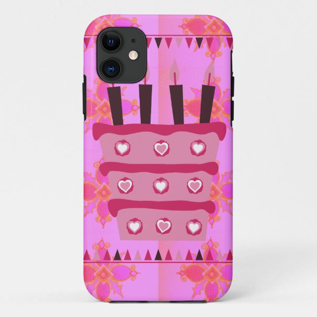 Blumengeburtstorte für Ihre/Mädchen Kunstdrucken Case-Mate iPhone Hülle (Rückseite)