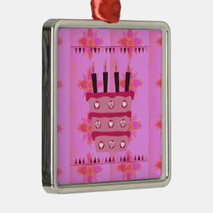 Blumengeburtstorte für Ihre/Mädchen Kunstdrucken Silbernes Ornament