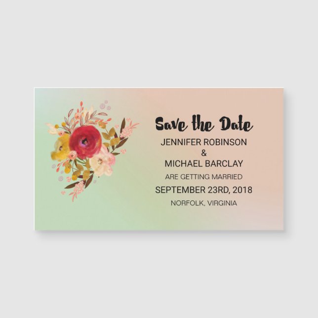 Blumengeflecht-Bouquet-Hochzeit Sichern Sie das Da Magnetkarte (Vorderseite)