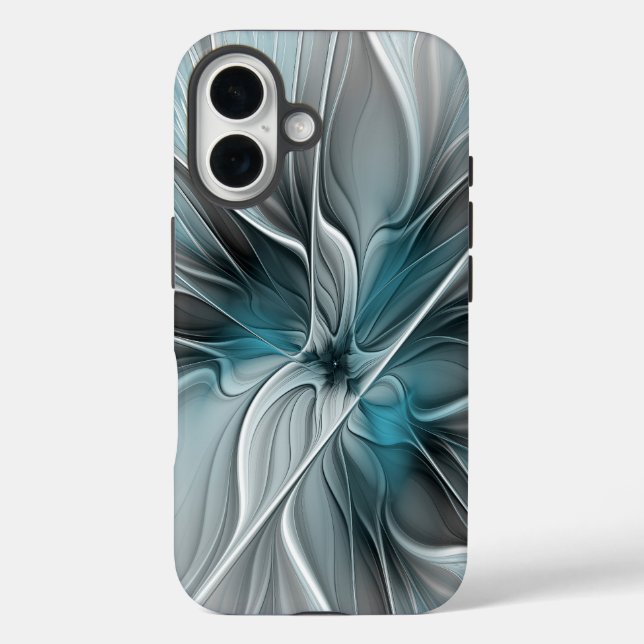 Blumengeflecht Moderne Abstrakte Blume Blau Grau Case-Mate iPhone Hülle (Rückseite)